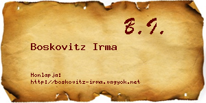 Boskovitz Irma névjegykártya