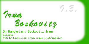 irma boskovitz business card